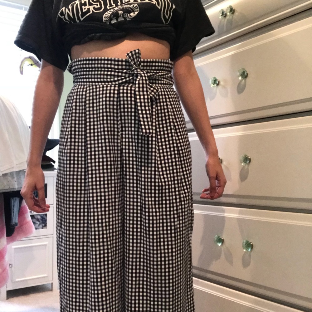 Zara High waisted tied gingham paper bag pants - Picture 5 of 5